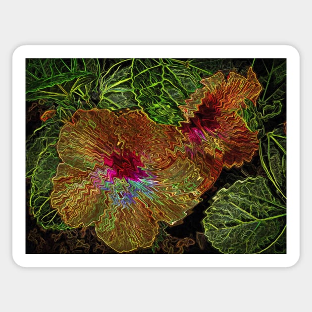 Dizzy Hibiscus in the Pacific Wind Sticker by EileenMcVey